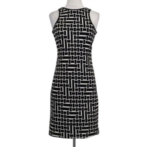 Tibi Black & White Patterned Sleeveless Dress Size 2 - Picture 1 of 7